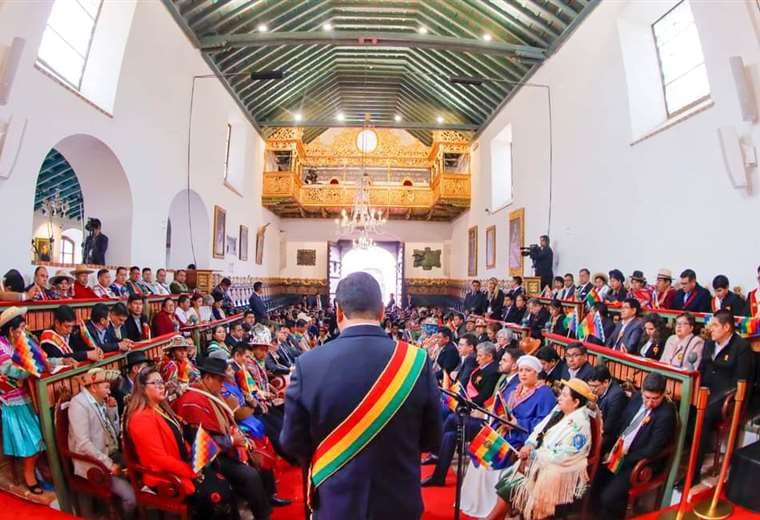 El presidente Arce durante su discurso. Foto: ABI