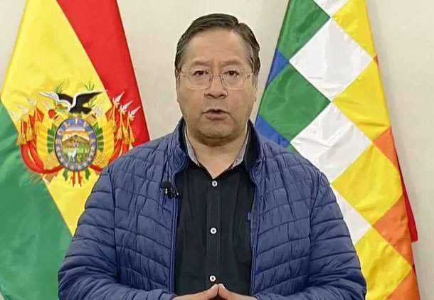 Luis Arce durante su mensaje 