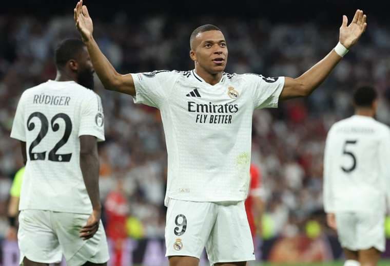 Así celebró Mbappé el gol que marcó en Champions con el Real Madrid. Foto: AFP