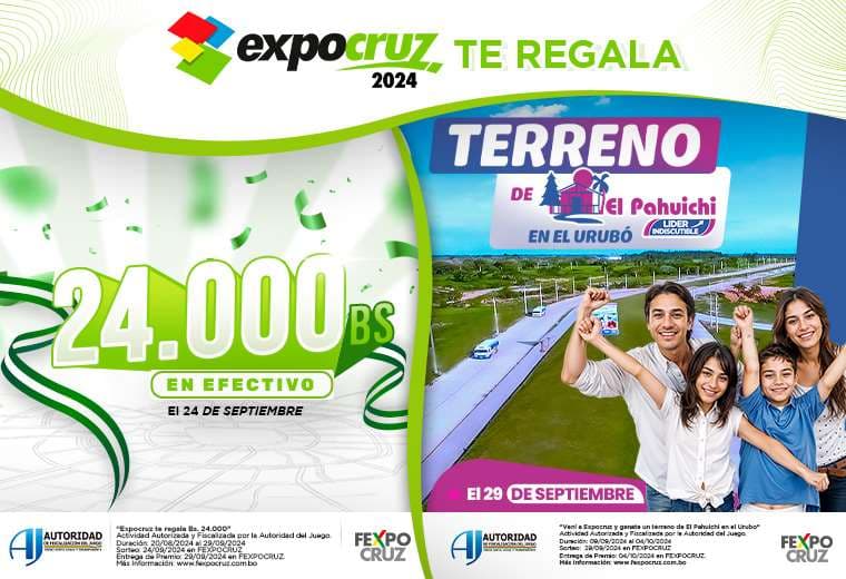 Expocruz 2024 te regala Bs 24.000 y un terreno en el Urubó