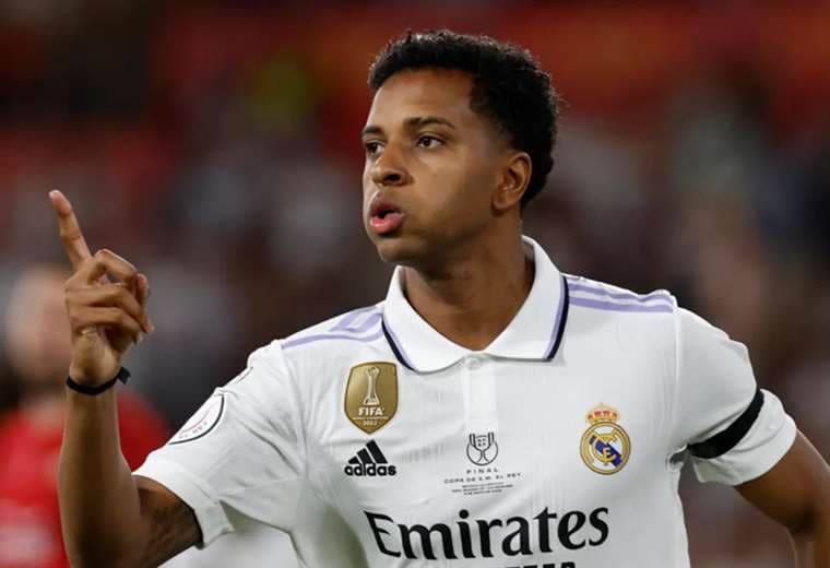 Rodrygo celebrando uno de sus goles con el Real Madrid. Foto: Internet