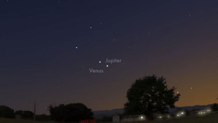 Venus, Mercurio, Júpiter y la Luna se alinean hoy