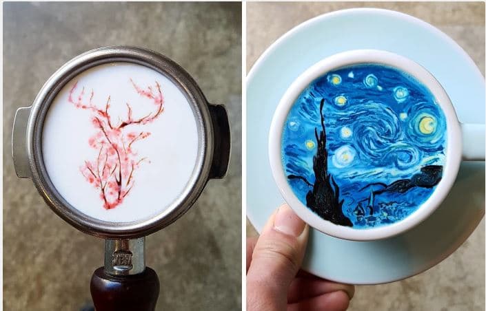 Obras de arte en taza y con sabor a café