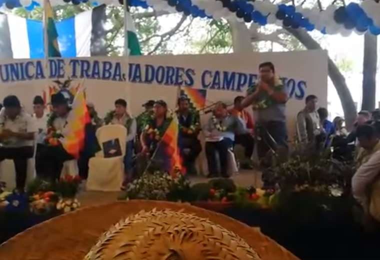 Captura de video de un acto de la federación, en apoyo al MAS 
