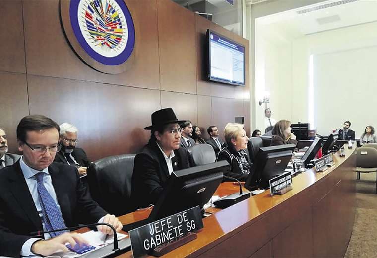 El canciller Diego Pary estuvo ayer en la sesión extraordinaria del Consejo Permanente de la OEA