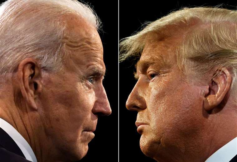 Biden y Trump en el último debate. Foto AFP