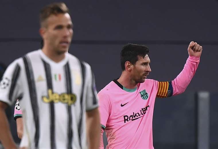 Messi celebrando el gol que le marcó a la Juventus. Foto: AFP