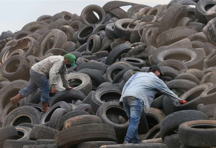 Los neumáticos son llevados a la planta de reciclaje /Foto: Jorge Ibáñez