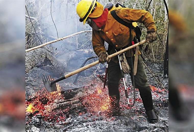 El trabajo de los bomberos forestales continúa