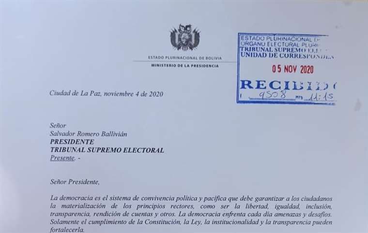 La carta enviada por Núñez.