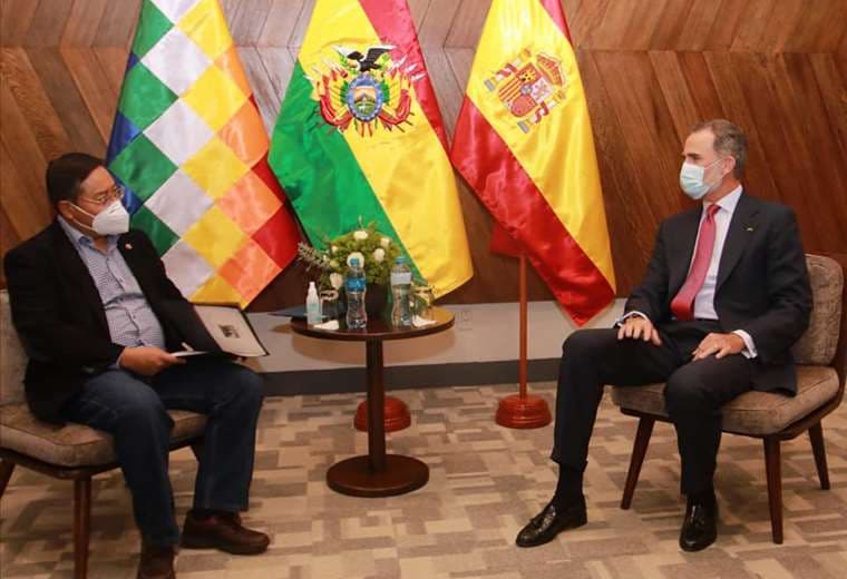 Luis Arce se reunió con el Rey Felipe VI. Foto: Prensa MAS