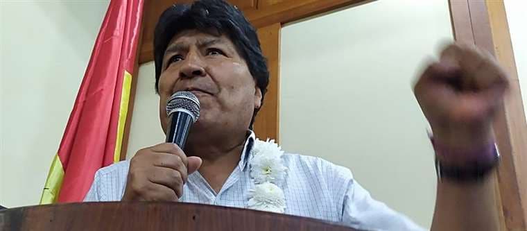 El expresidente Evo Morales inauguró el ampliado del MAS. Foto: ABI