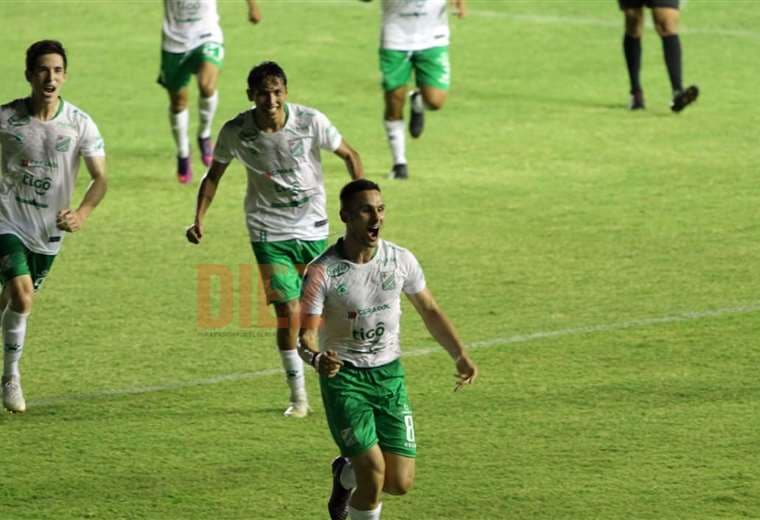 Palmieri celebrando el primer gol. Foto: Juan C. Torrejón
