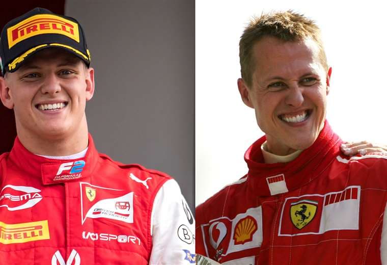 Mick y Michael. La dinastía Schumacher seguirá viva en la F1 desde el 2021. Foto: AFP