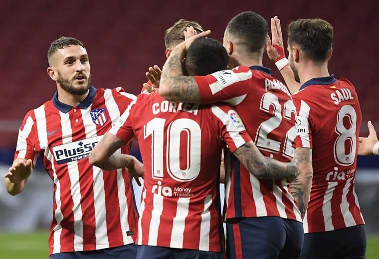 El festejo de los jugadores de Atlético Madrid por el triunfo ante Getafe. Foto: AFP