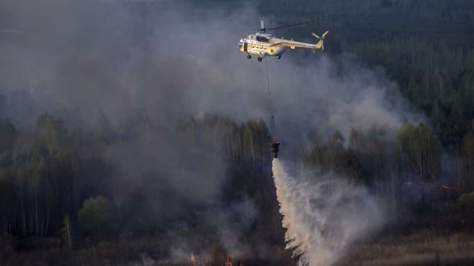 Ucrania lucha contra un fuego forestal en la zona de exclusión de Chernóbil