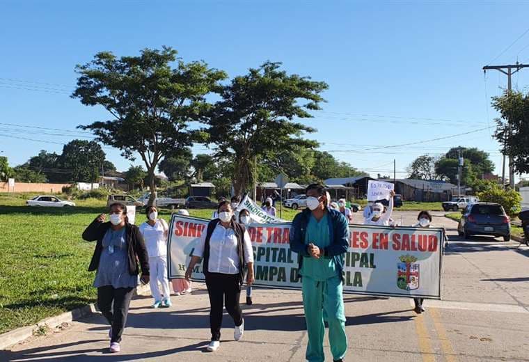 Trabajadores durante la marcha /Foto: Trabajadores de Salud