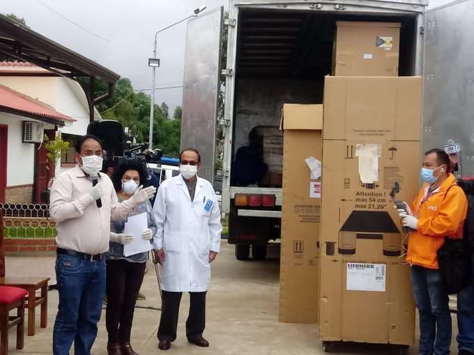 El Gobierno entregó el 7 de abril el Laboratorio PCR para análisis de Covid-19 al hospital San Pedro Claver-Lajastambo de Sucre. Foto: ABI