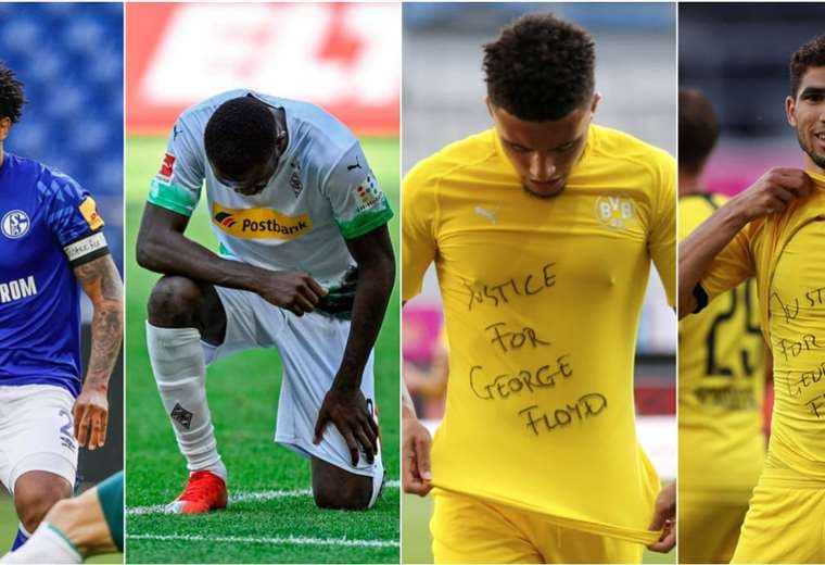 Algunos de los futbolistas que decidieron rendir un homenaje a George Floyd. Foto: Internet