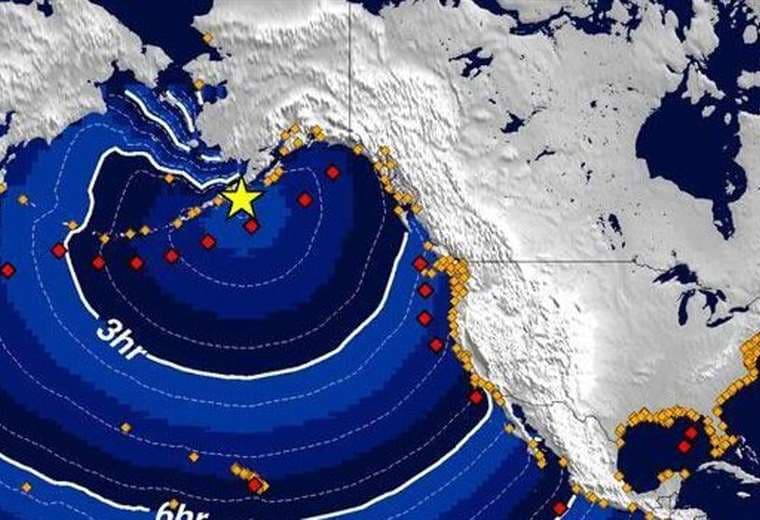 La estrella amarilla señala el punto donde se ha registrado el terremoto en Alaska. Foto Internet