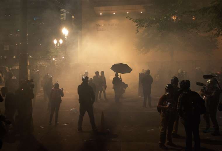 Los manifestantes fueron gasificados. Foto AFP