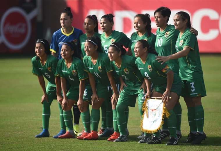 Morón, Zamorano, Cruz y Pedraza en su última convocatoria a la selección boliviana en 2019. Foto: Mujeres Fútbol Club