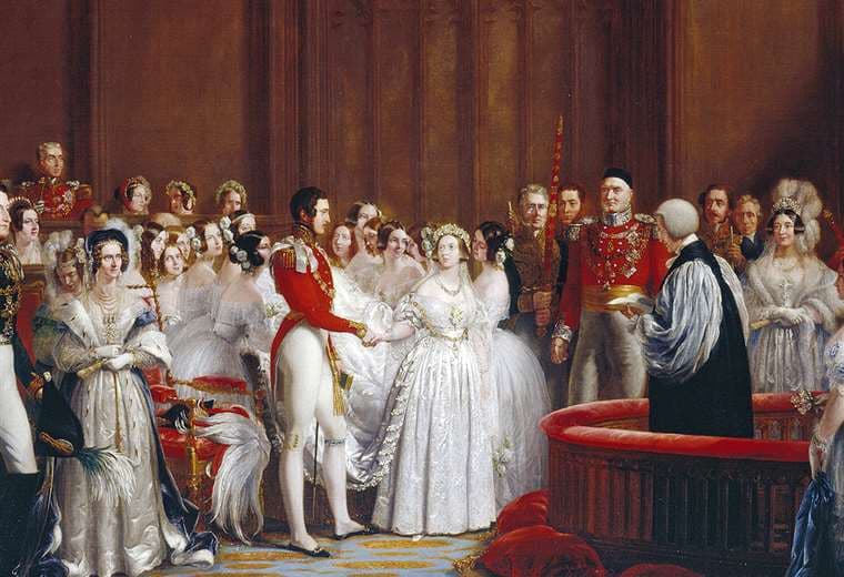 Pintura que recrea el matrimonio de la reina Victoria del Reino Unido con el príncipe Alberto