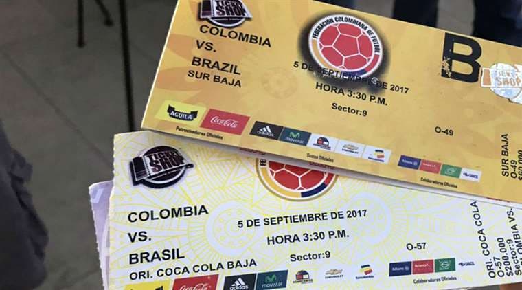 Entradas para los encuentros de Colombia por las eliminatorias Rusia 2018. Foto: Internet