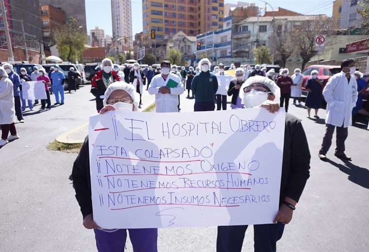 La protesta en el Hospital Obrero. APG Noticias