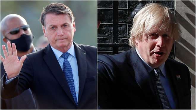 Bolsonaro (Brasil) y Johnson (Reino Unido) se contagiaron con Covid-19. Foto Internet