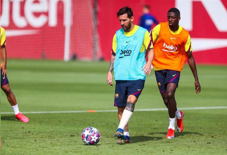 Lionel Messi en la sesión de entrenamiento de este miércoles. Foto: @Barcelona_es