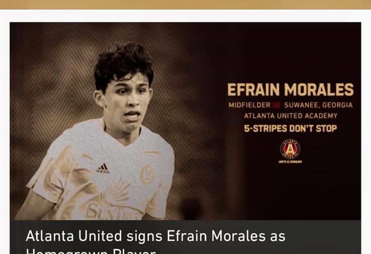 La página web del Atlanta United anunció este jueves el fichaje de Efraín Morales. Foto: internet