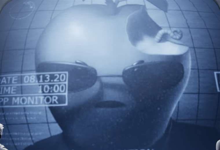 En la parodia de Epic Games el personaje del Big Brother es representado por una manzana podrida 