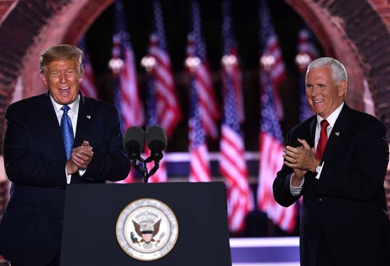 Trump y Pence en la tercera noche de la convención. Foto AFP