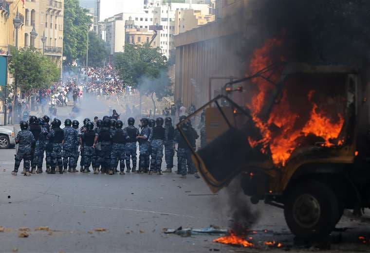 Violenta manifestación en Beirut. Foto AFP
