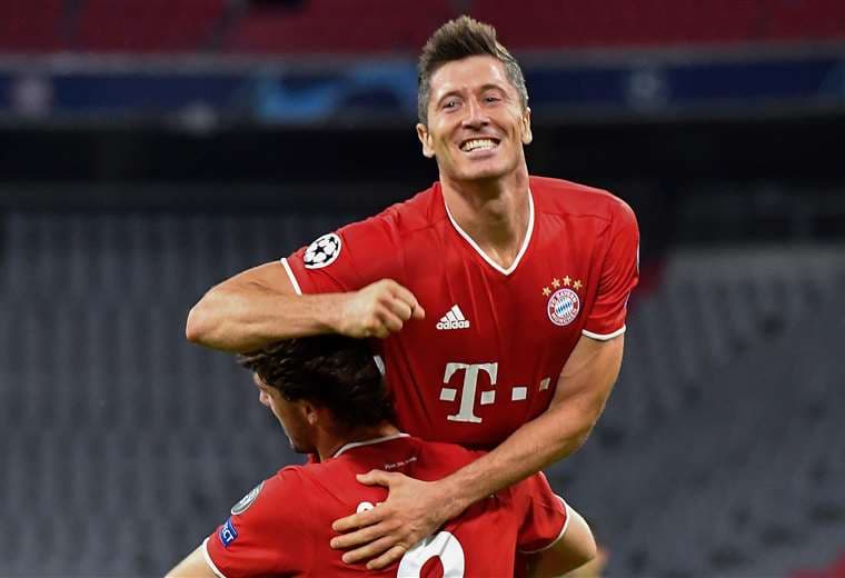La celebración de Robert Lewandoski, el goleador del Bayern Múnich. Foto: AFP