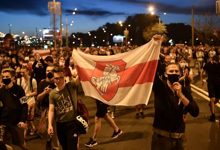 Opositores salieron a las calles en Minsk. Foto AF