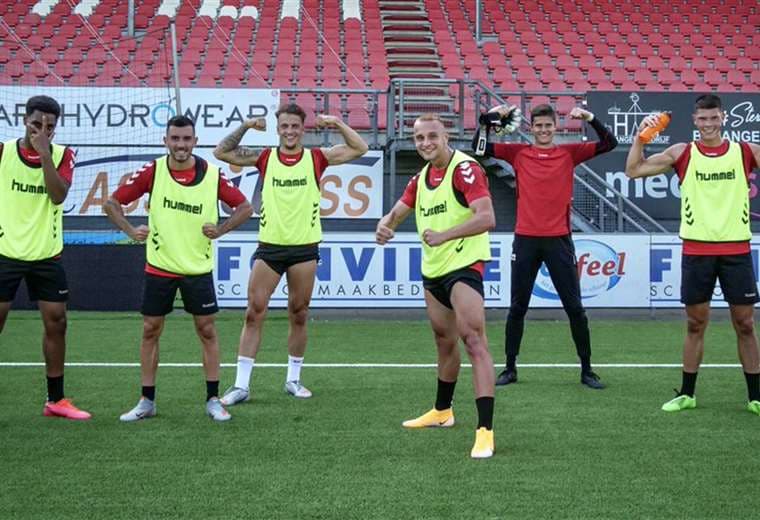 Los jugadores del FC Emmen durante un entrenamiento. Foto: @FC_Emmen