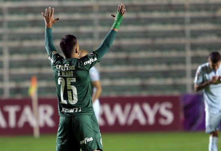 Menino celebra el segundo gol de la victoria del Palmeiras. Foto: APG