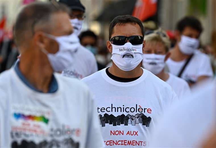 Trabajadores en una jornada nacional de protestas en Francia. Foto AFP