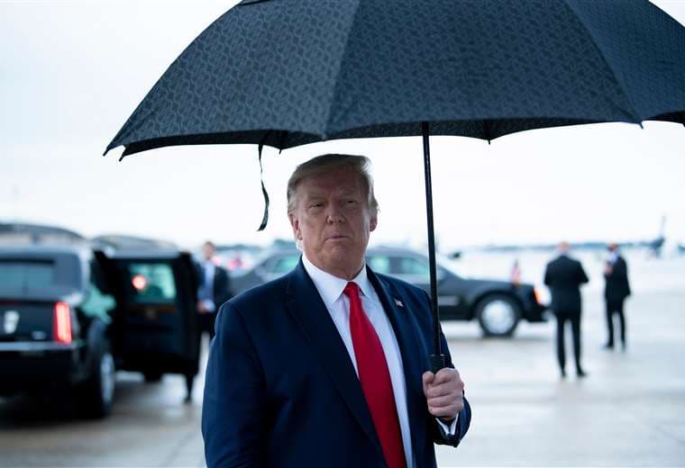 Trump al llegar a la Base Aérea Andrews en Maryland. Foto AFP