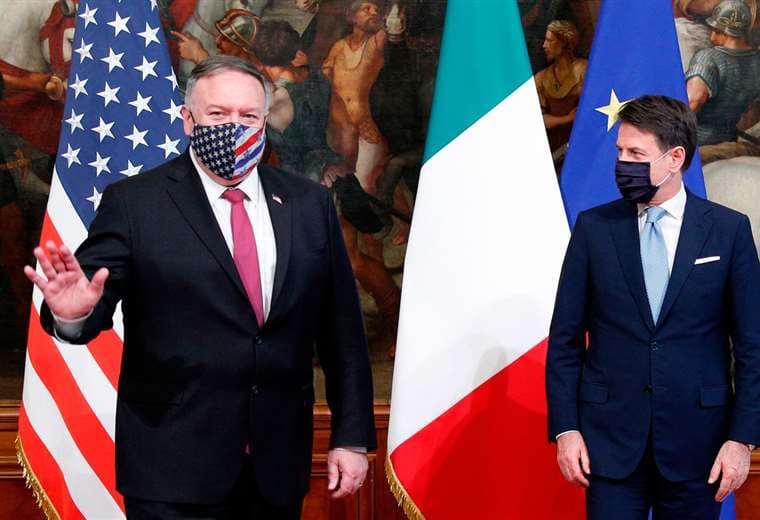 Pompeo se reúne con el primer ministro italiano, Conte en Roma. Foto AFP