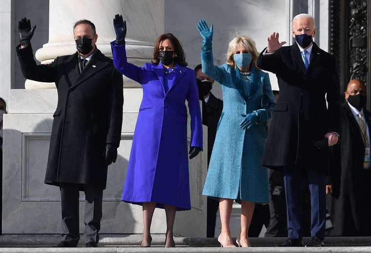 Doug Emhoff, Kamala Harris, Jill Biden y Joe Biden llegan al capitolio/Foto: AFP