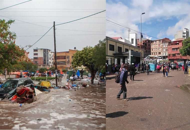 El Mercado Campesino arrasado por las aguas ayer.  Hoy luce en calma