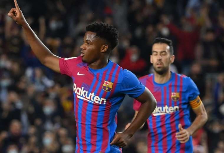 Ansu Fati marcó el primer gol del Barcelona. Foto: AFP