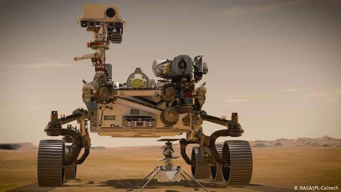 El rover Perseverance y el helicópter Ingenuity. Foto: NASA