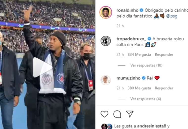 Captura de pantalla del video publicado por Ronaldinho en Instagram