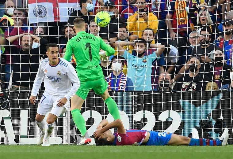El gol de Lucas Vázquez ante el Barcelona. Foto: AFP