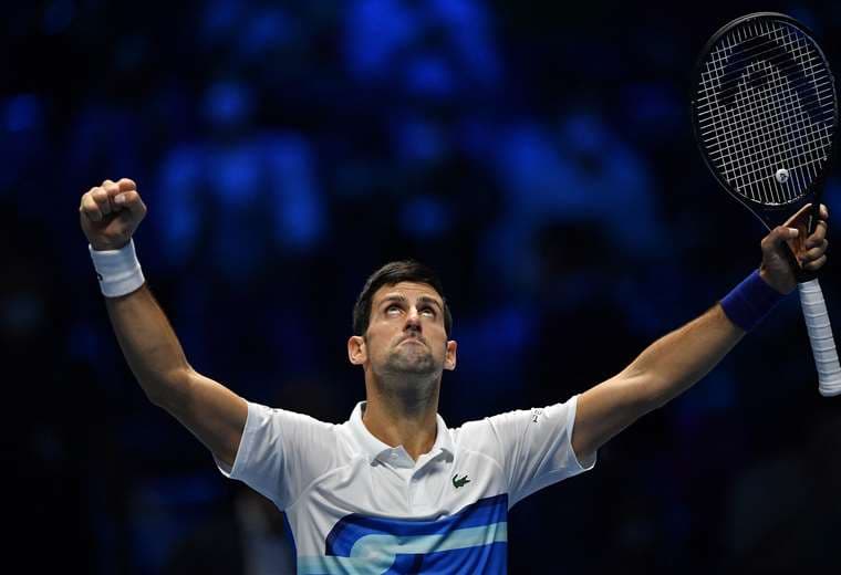 La celebración de Novak Djokovic en Turín. Foto: AFP