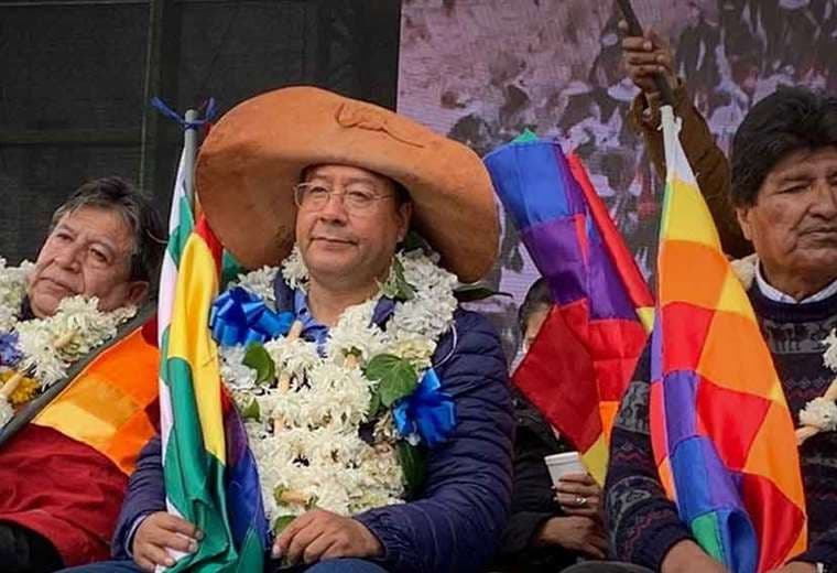 David Choquehuanca, Luis Arce y Evo Morales/Foto; Bolivia tv